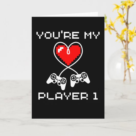 ビデオゲーム バレンタインデー 私のプレイヤー1 ゲーマー カード (黄色い花)