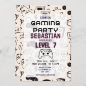 ビデオゲーム レベルアップ ゲーマー誕生日 ご招待 招待状 (正面/裏面)