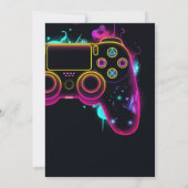 ビデオゲーム レベルアップ ゲーマー ネオン 誕生日 招待状 (裏面)
