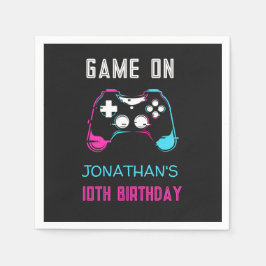 ビデオゲーム レベルアップ ゲーマー 誕生日フォト スタンダードカクテルナプキン