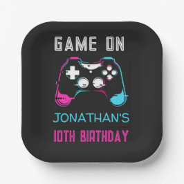 ビデオゲーム レベルアップ ゲーマー 誕生日フォト ペーパープレート