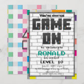 ビデオゲーム レベルアップ 誕生日 招待状 (正面/裏面)