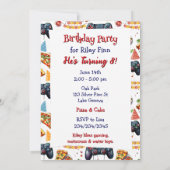 ビデオゲーム，書籍とピザボーイの誕生日パーティー 招待状 (裏面)