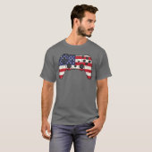 ビデオゲーム 4th of July アメリカ国旗 ゲーマー Tシャツ (正面フル)