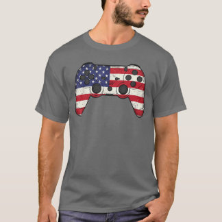 ビデオゲーム 4th of July アメリカ国旗 ゲーマー Tシャツ