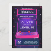 ビデオゲームArcade男の子の誕生日パーティー 招待状 (正面)