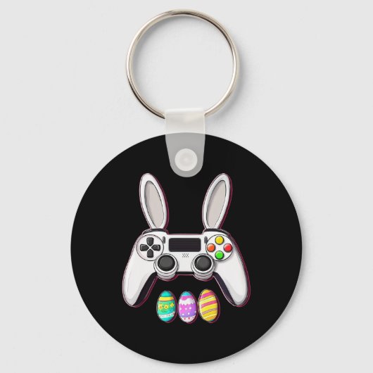 ビデオゲームBunny EggsコントローラーEaster Day Gaming キーホルダー (正面)