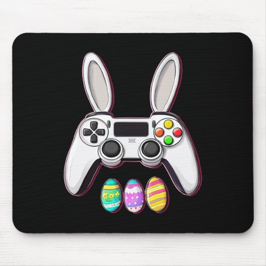 ビデオゲームBunny EggsコントローラーEaster Day Gaming マウスパッド (正面)