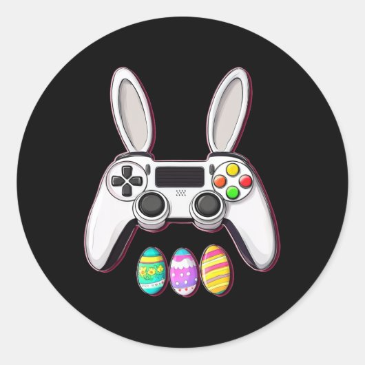 ビデオゲームBunny EggsコントローラーEaster Day Gaming ラウンドシール (正面)