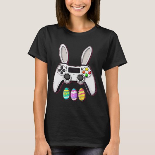 ビデオゲームBunny EggsコントローラーEaster Day Gaming Tシャツ (正面)