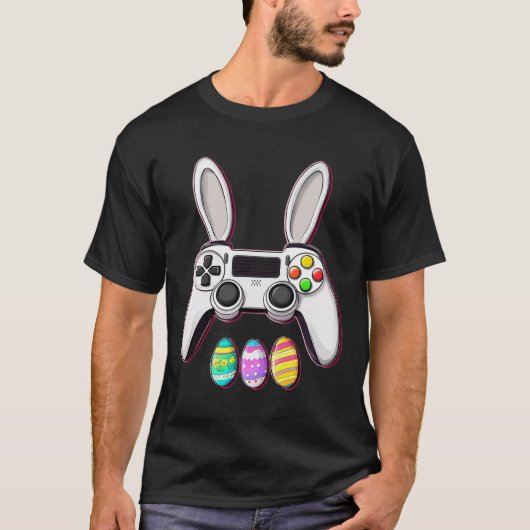 ビデオゲームBunny EggsコントローラーEaster Day Gaming Tシャツ (正面)
