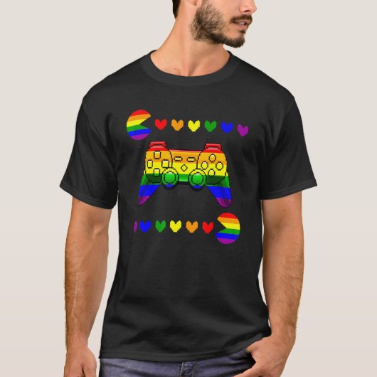 ビデオゲームGame Lgbt Q Allyプライドフラグゲーマー1 Tシャツ (正面)