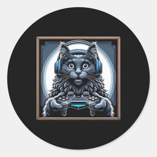 ビデオゲームNebelung Cat Gaming ラウンドシール (正面)