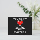 ビデオゲームValentines Day Youre My Player 1 Gamer ポストカード (スタンド正面)