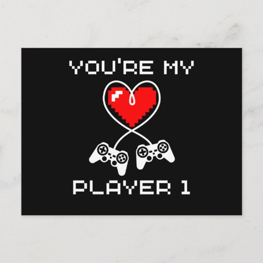 ビデオゲームValentines Day Youre My Player 1 Gamer ポストカード (正面)