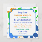 ビデオゲー絵を描ム(ばちゃばちゃ)跳ねる少年の誕生日インビタ 招待状 (裏面)