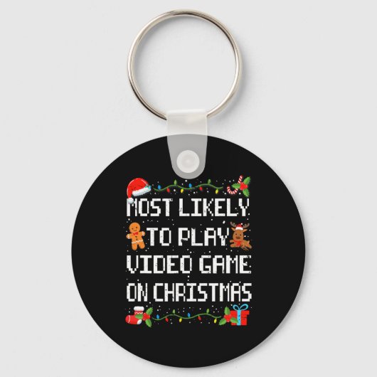 ビデオゲー遊ムファミリーのマッチングChristma キーホルダー (正面)