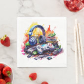 ビデオコントローラとヘッドフォンボーイの誕生日 スタンダードランチョンナプキン (インサイチュ)