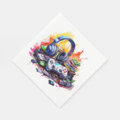 ビデオコントローラとヘッドフォンボーイの誕生日 スタンダードランチョンナプキン (角)