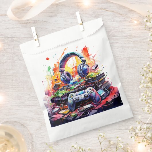 ビデオコントローラとヘッドフォンボーイの誕生日 フェイバーバッグ (クリップ留めされた状態)