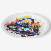 ビデオコントローラとヘッドフォンボーイの誕生日 ペーパープレート (アングル)