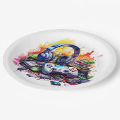 ビデオコントローラとヘッドフォンボーイの誕生日 ペーパープレート (アングル)