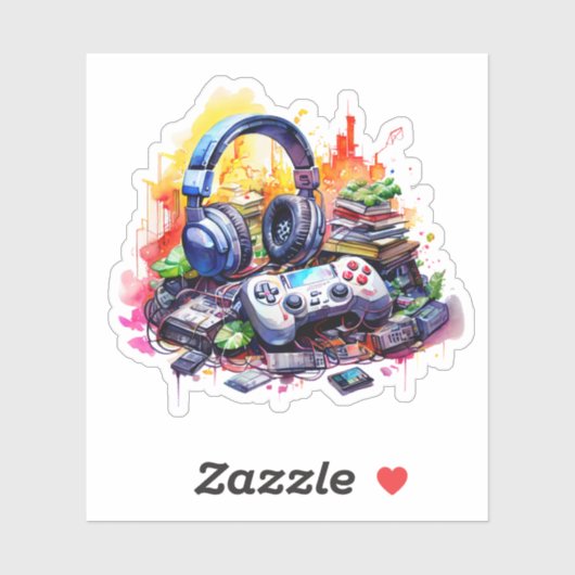 ビデオコントローラー、ヘッドフォン、ティーンの本 シール (シート)