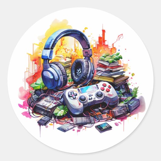 ビデオコントローラ、ヘッドフォン、ブック10代の ラウンドシール (正面)