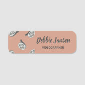 ビデオテープのグレーパターンベージュ 名札 (正面)