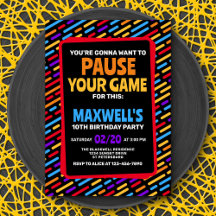 ビデオ一時停止ゲームの誕生日招待状