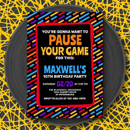 ビデオ一時停止ゲームの誕生日招待状 招待状