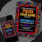 ビデオ一時停止ゲームの誕生日招待状 招待状