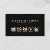 ビデオ制作サービス金ゴールドアイコン名刺 名刺 (正面)