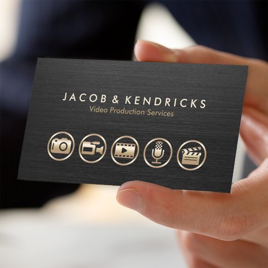 ビデオ制作サービス金ゴールドアイコンBlack Metal 名刺