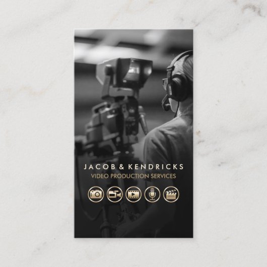 ビデオ制作サービス金ゴールドアイコンBlue Metal 名刺 (正面)