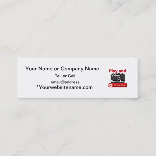 ビデオ支配権YouTubeは予約購読し、遊びます スキニー名刺 (正面)