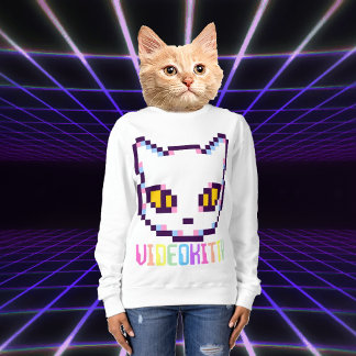 ビデオ キティ キャット ピクセル アート スウェットシャツ
