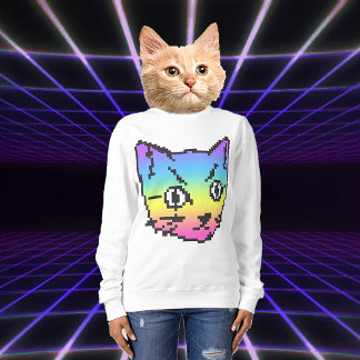ビデオ キティ キャット ピクセル アート スウェットシャツ