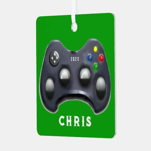 ビデパーソナライズされたオゲーマーメタルオーナメント メタルオーナメント (正面左)