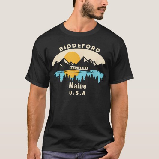 ビデフォード メイン州 お土産 山 夕焼け Tシャツ (正面)