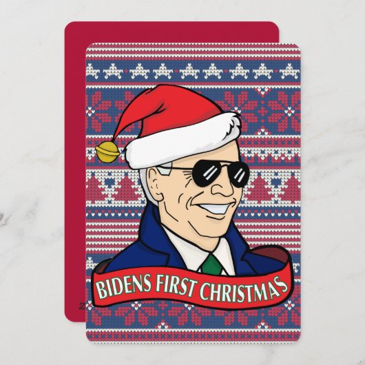 ビデンス大統領ファーストクリスマスおもしろいズフラットクリスマス シーズンカード (正面/裏面)