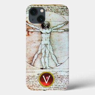 ビトゥルヴィアンマンアンティークパーチメントレッドルビーモノグラム iPhone 13ケース