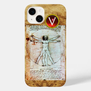 ビトゥルヴィアンマンアンティークパーチメントレッドルビーモノグラム Case-Mate iPhone 14ケース