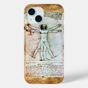 ビトルビアンの男,アンティークブラウン羊皮紙 iPhone 15ケース