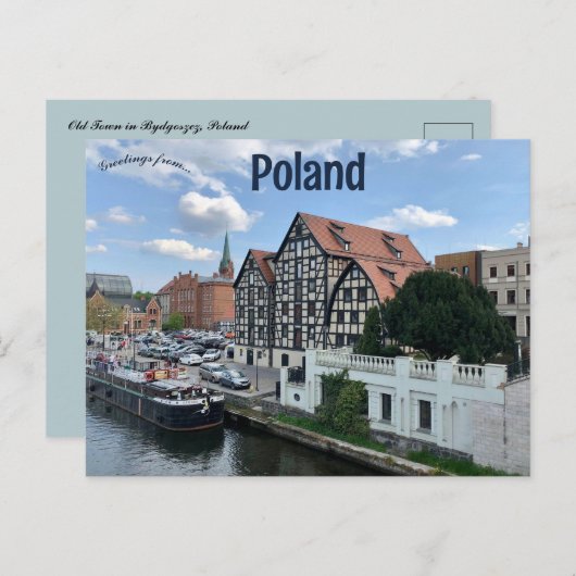 ビドゴシュツポーランドの旧市街の景色 ポストカード (正面/裏面)