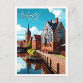 ビドゴシュツポーランドヴィンテージ旅行イラストレーション ポストカード (正面)