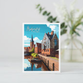 ビドゴシュツポーランドヴィンテージ旅行イラストレーション ポストカード (スタンド正面)