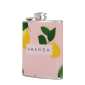 ビニパーソナライズされたウ包まれたキュートピンクレモンオレンジ フラスク (左)