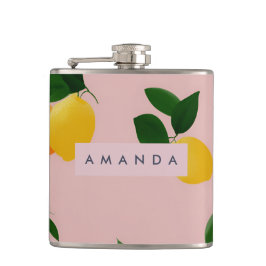 ビニパーソナライズされたウ包まれたキュートピンクレモンオレンジ フラスク