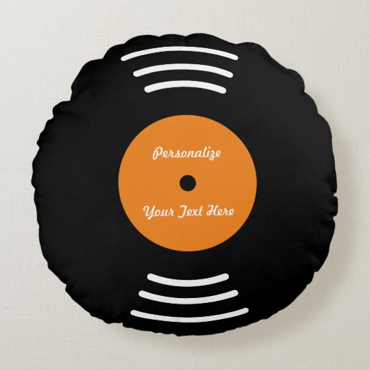 ビニパーソナライズされたール音楽レコード装飾用クッション ラウンドクッション (正面)